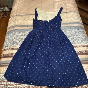 Navy Printed Drindl Midi Dress